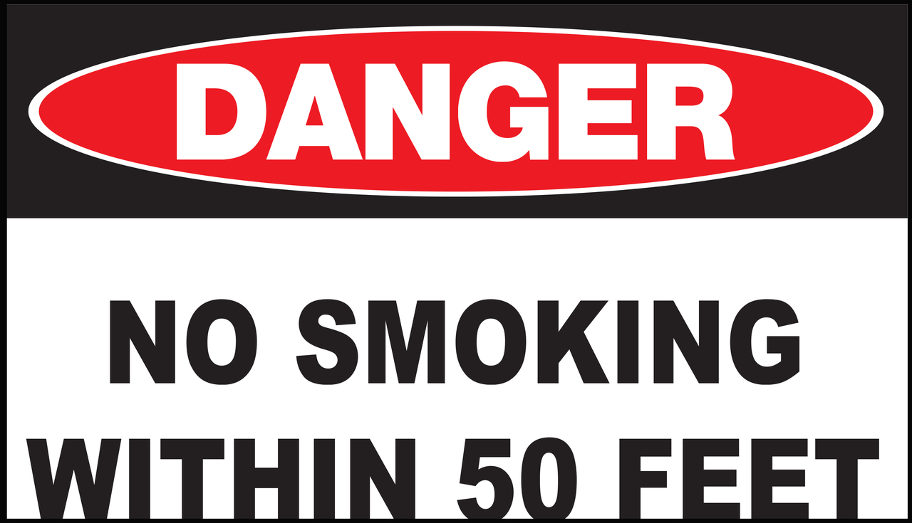 ZING Eco Safety Sign, DANGER No Smoking 50 Ft, 7Hx10W, Recycled Plastic