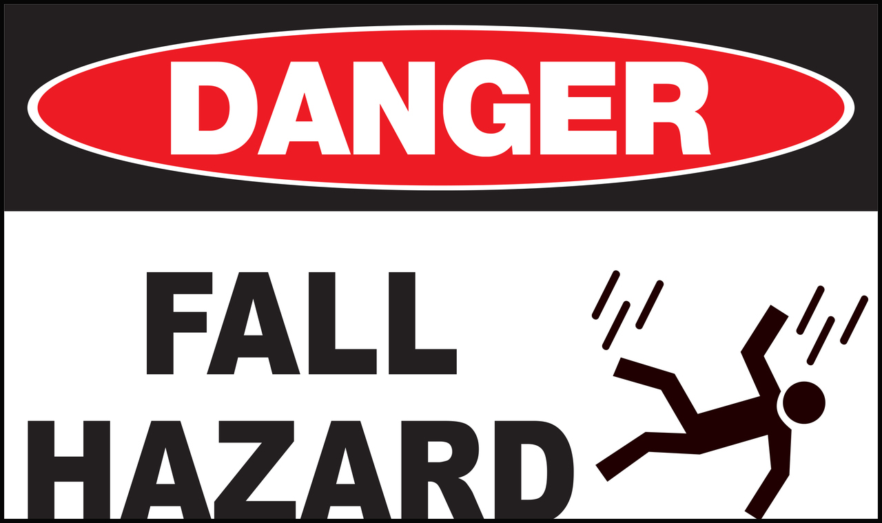 ZING Eco Safety Sign, DANGER Fall Hazard, 7Hx10W, Recycled Plastic