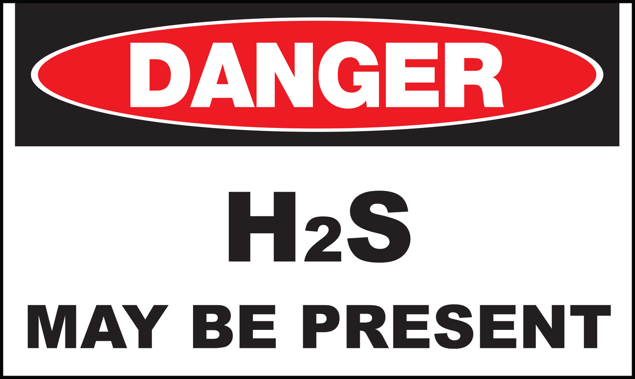 ZING Eco Safety Sign, DANGER H2S May Be Present, 7Hx10W, Recycled Plastic