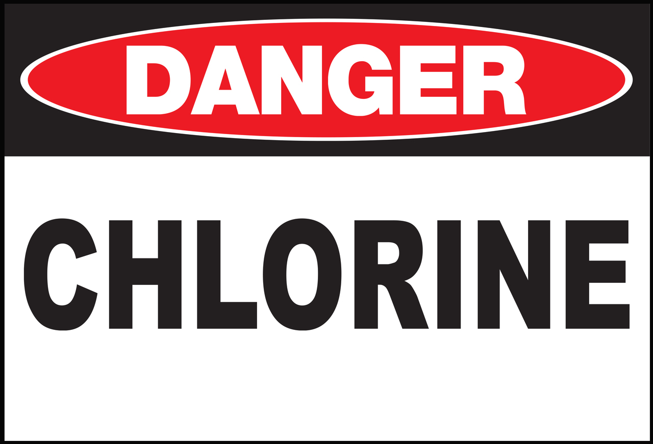 ZING Eco Safety Sign, DANGER Chlorine, 7Hx10W, Recycled Plastic