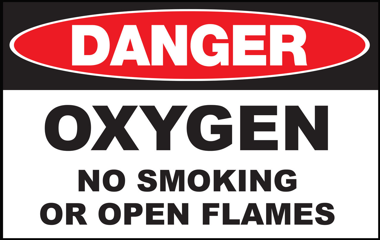 ZING Eco Safety Sign, DANGER Oxygen No Smoking, 7Hx10W, Recycled Plastic