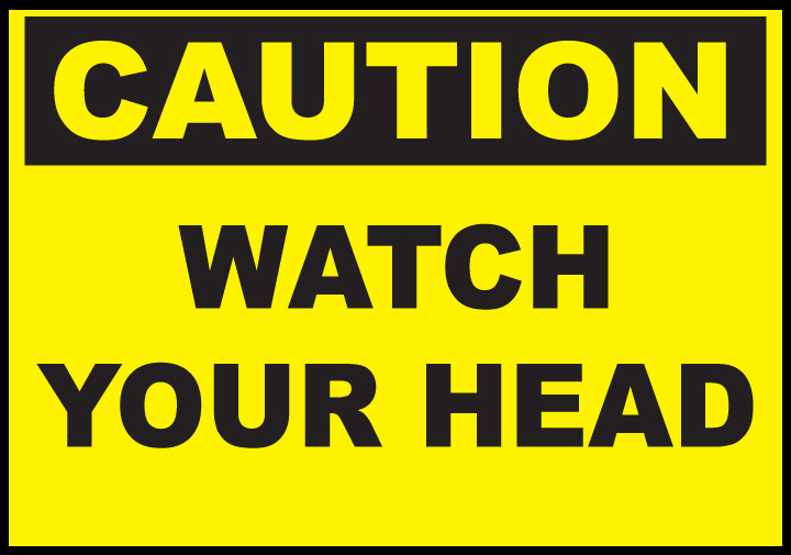 ZING Eco Safety Sign, CAUTION Watch Your Head, 7Hx10W, Recycled Plastic