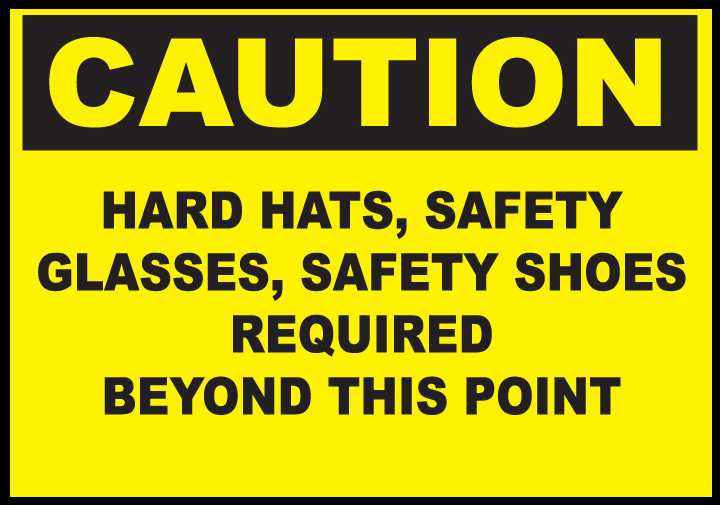 ZING Eco Safety Sign, CAUTION Hard Hats, 7Hx10W, Recycled Plastic