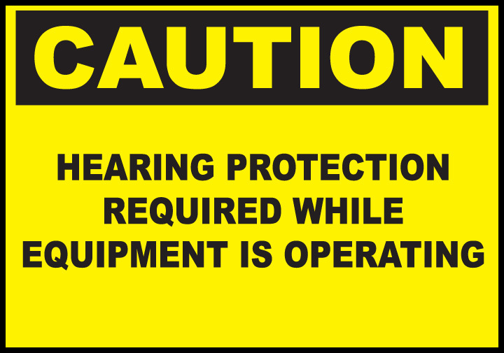 ZING Eco Safety Sign, CAUTION Hearing Protection, 7Hx10W, Recycled Plastic