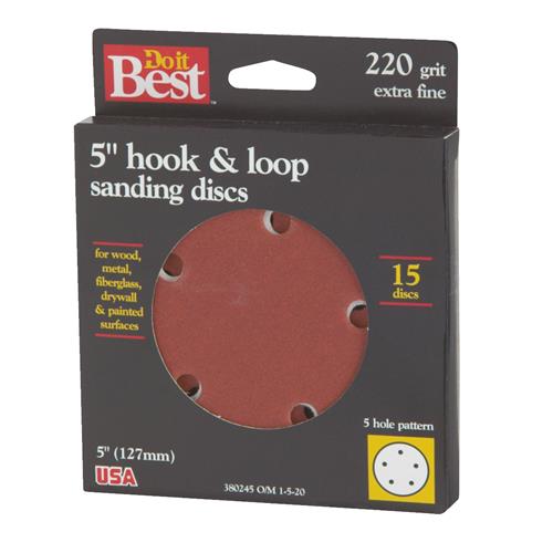 380210GA Do it Best 5 In. 5-Hole Hook & Loop Vented Sanding Disc
