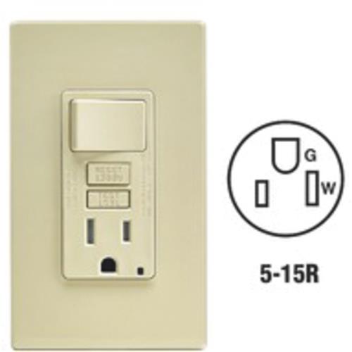 C91-GFSW1-00I Leviton Self-Test Tamper Resistant GFCI Switch & Outlet Combination With Wallplate