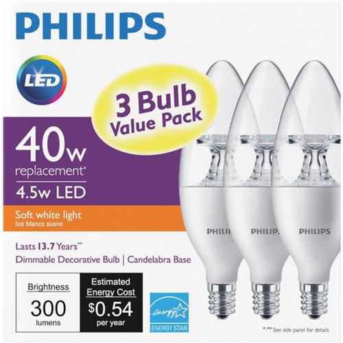 567461 Philips B11 Candelabra LED Decorative Light Bulb