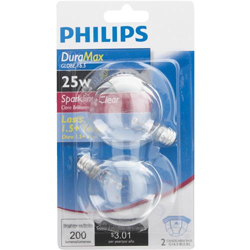 570143 Philips DuraMax Candelabra G16.5 Globe Light Bulb