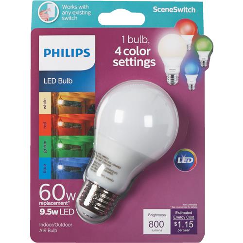568949 Philips SceneSwitch Indoor/Outdoor A19 Medium LED Light Bulb
