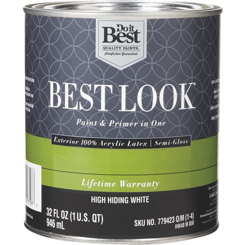 HW40B0782-14 Best Look 100% Acrylic Latex Paint & Primer In One Semi-Gloss Exterior House Paint