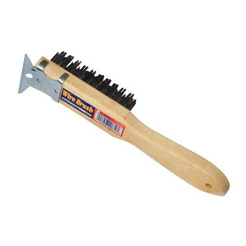 404 Best Look Straight Wood Handle Wire Brush With Scraper