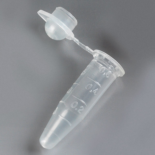 Globe Scientific PCR Tube, 0.6mL, Thin Wall, PP, Attached Dome Cap, Graduated, Natural Image