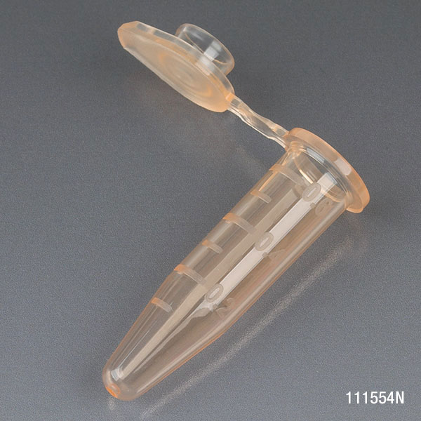 Globe Scientific Microcentrifuge Tube, 0.5mL, PP, Attached Snap Cap, Graduated, Orange, Certified: Rnase, Dnase and Pyrogen Free, 500/Stand Up Zip Lock Bag Image
