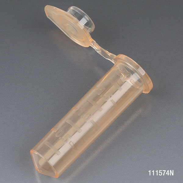 Globe Scientific Microcentrifuge Tube, 2.0mL, PP, Attached Snap Cap, Graduated, Orange, Certified: Rnase, Dnase and Pyrogen Free, 500/Stand Up Zip Lock Bag Image