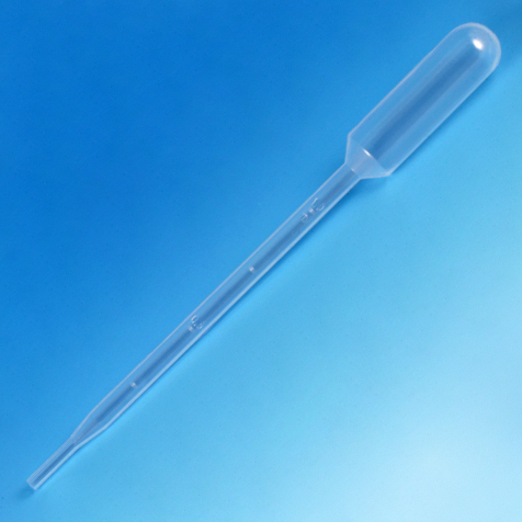 Globe Scientific Transfer Pipet, 5.0mL, Large Bulb, Graduated to 1mL, 145mm, STERILE, Individually Wrapped, Cellophane Pack Image
