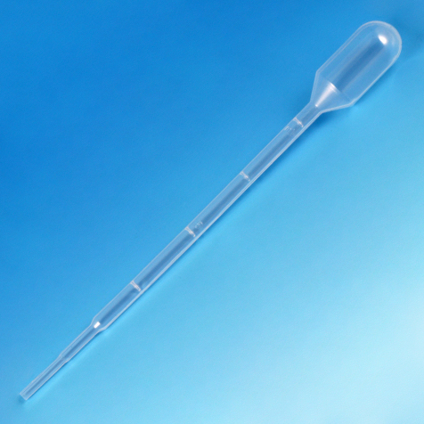 Globe Scientific Transfer Pipet, 3.0mL, Small Bulb, Graduated to 1mL, 140mm, STERILE, Individually Wrapped, Cellophane Wrap, 100/Pack Image