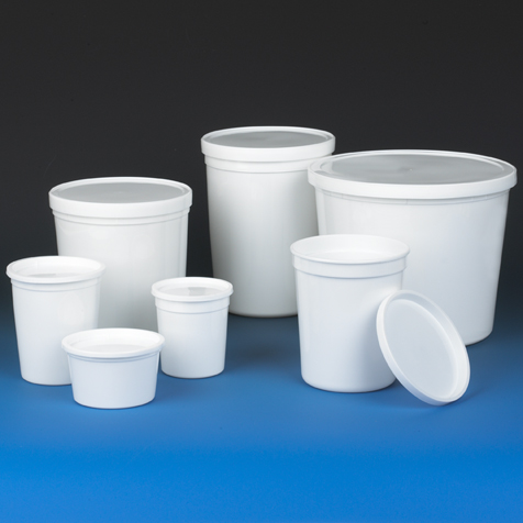 Globe Scientific Container, Multi-Purpose, PE, Economy Style, 8oz (240mL), Short Style, Separate Snap Lid, White Image