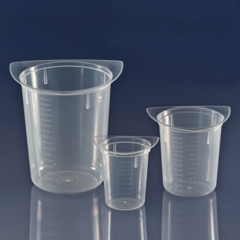 Globe Scientific Beaker, Three Corner, Clarified PP, Graduated, 400mL Image