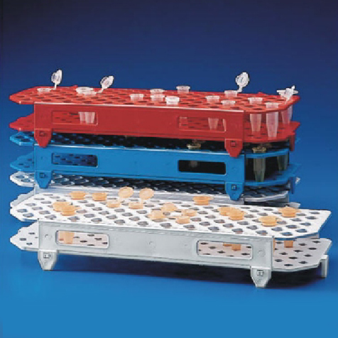 Globe Scientific Snap-N-Rack Tube Rack for 1.5mL and 2.0mL Microcentrifuge Tubes, 100-Place, PP, White Image