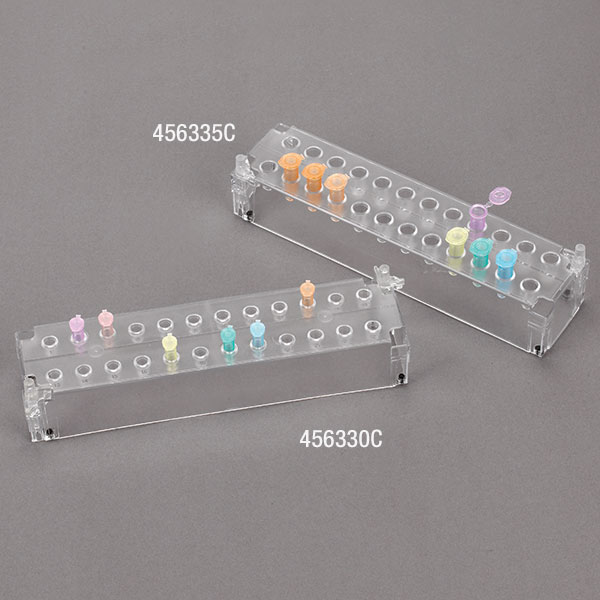 Globe Scientific Rack for 1.5mL and 2.0mL Microcentrifuge Tubes, Stackable, Polycarbonate (PC), 24-Place, Yellow Image