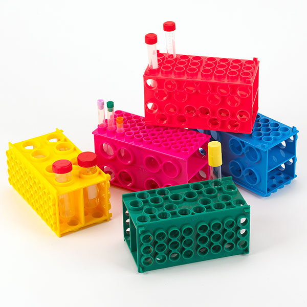 Globe Scientific TUFFBLOK XL Tube Rack, 4-Way, PP, Orange, 5/Pack Image