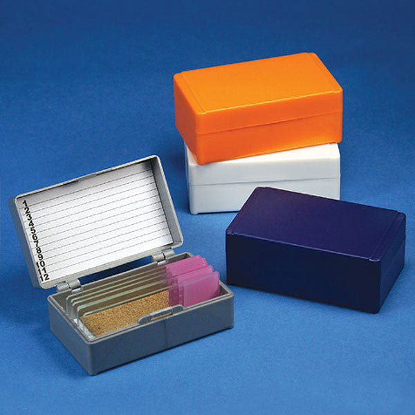 Globe Scientific Slide Box for 12 Slides, Cork Lined, White Image