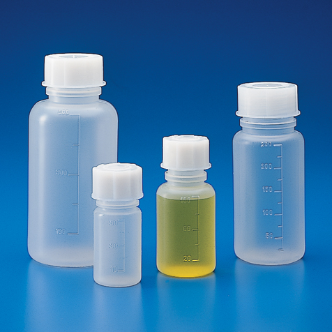 Globe Scientific Bottle with Screwcap, Wide Mouth, PP, Graduated, 250mL Image