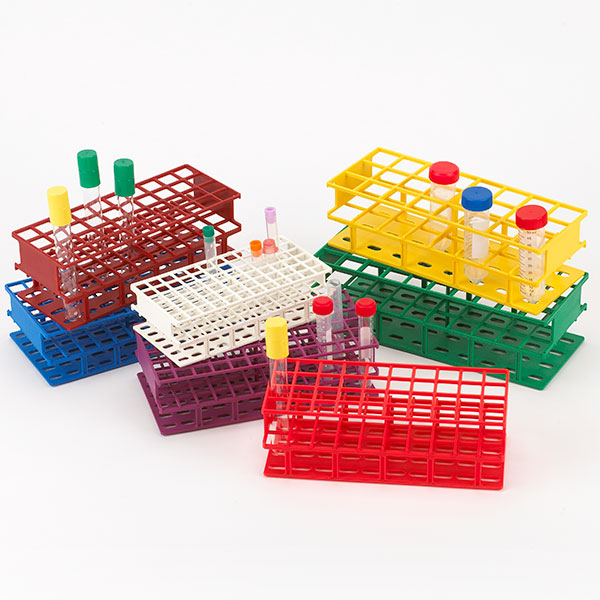 Globe Scientific Wireless Tube Rack, 30mm, Full Size: 24-Place, Nylon, Yellow Image