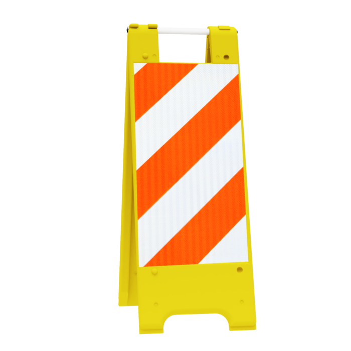 Plasticade 155-YHT12HIP Minicade Sign Stand/Barricade, Yellow, High Intensity Prismatic Striped Sheeting 