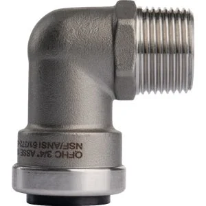 SS823MR QuickFitting MNPT Stainless Steel 90-Degree Elbow 