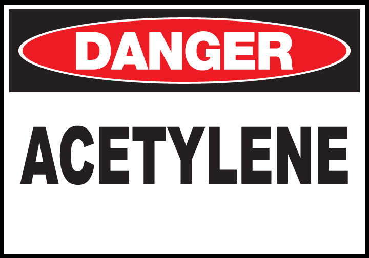 ZING Eco Safety Sign, DANGER ACETYLENE, 10Hx14W, Recycled Polystyrene Self-Adhesive