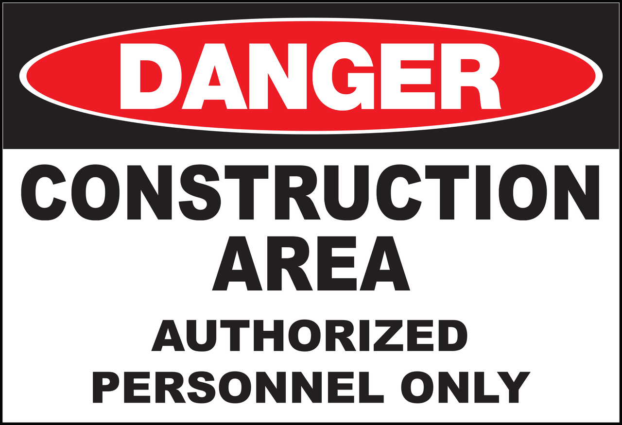 ZING Eco Safety Sign, DANGER Construction Site, 10Hx14W, Recycled Plastic