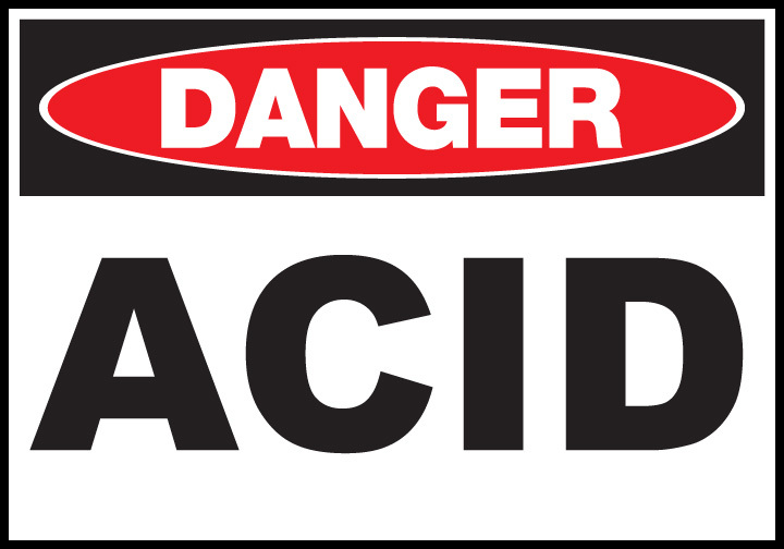 ZING Eco Safety Sign, DANGER ACID, 10Hx14W, Recycled Polystyrene Self-Adhesive