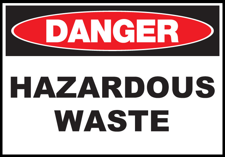 ZING Eco Safety Sign, DANGER Hazardous Waste, 10Hx14W, Recycled Plastic