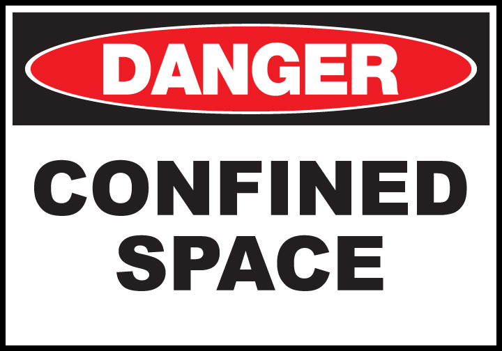 ZING Eco Safety Sign, DANGER Confined Space, 10Hx14W, Recycled Plastic