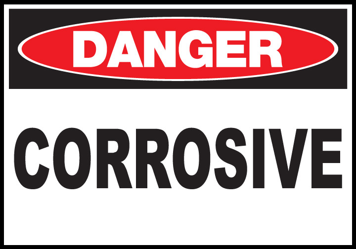 ZING Eco Safety Sign, DANGER CORROSIVE, 10Hx14W, Recycled Plastic