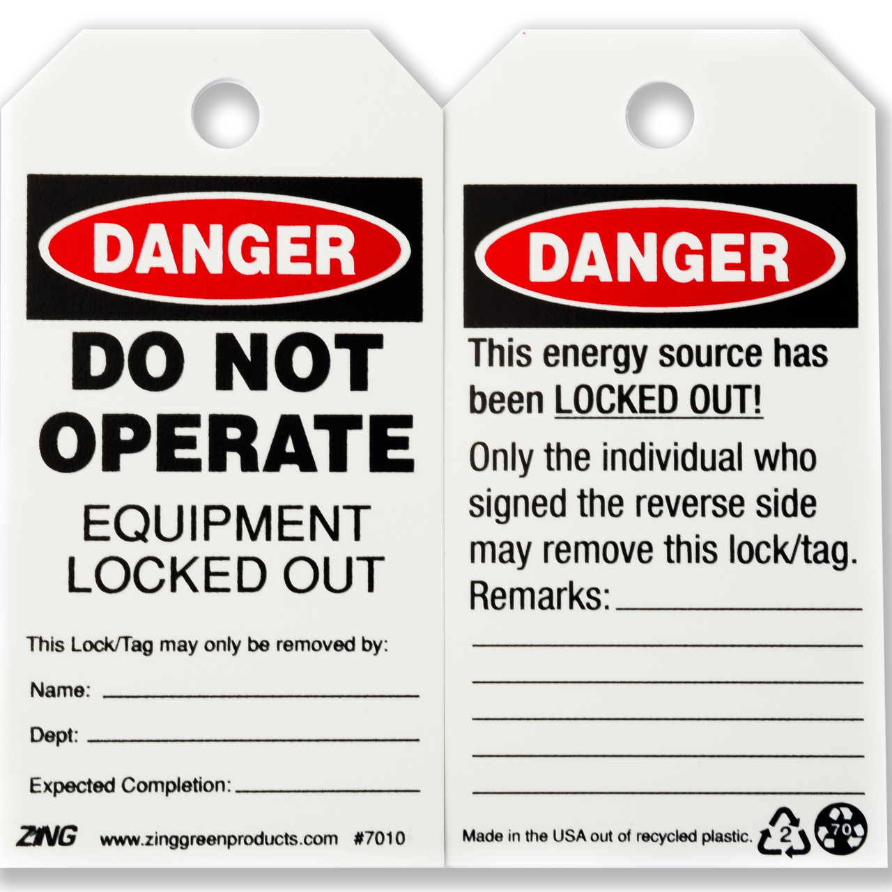 ZING Eco Safety Tag, DANGER Do Not Operate, 5.75Hx3W, 10 Pack