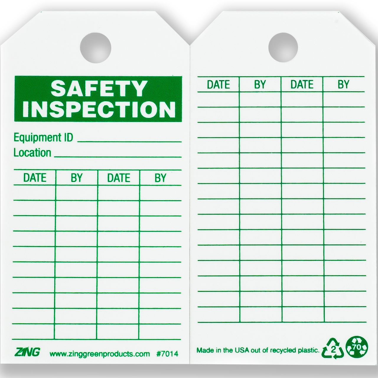 ZING Eco Safety Tag, Safety Inspection, 5.75Hx3W, 10 Pack 