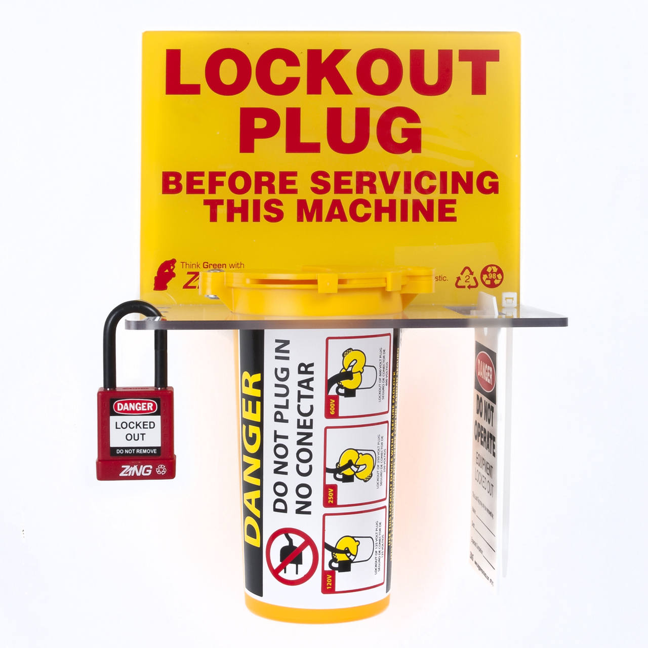 ZING RecycLockout Lockout Tagout Station, Plug Lockout