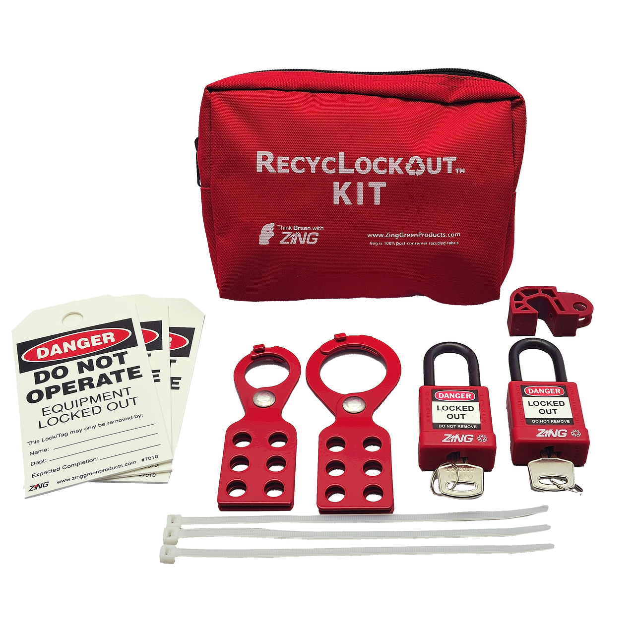 ZING RecycLockout Lockout Tagout Kit, 11 Component, General Application