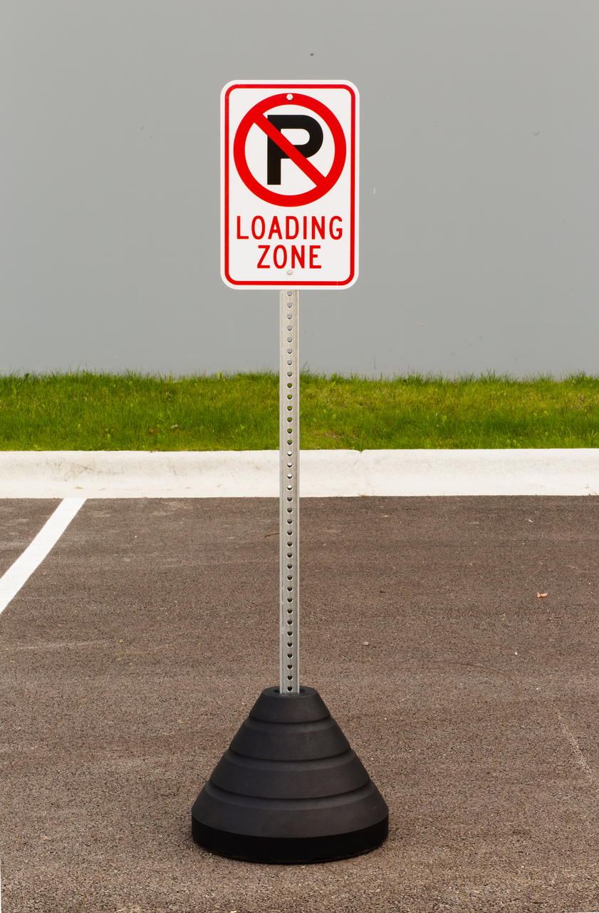 ZING Eco Parking Sign w/Mounting Post and Base, No Parking Symbol Loading Zone, 18Hx12W, Engineer Grade Prismatic, Recycled Aluminum