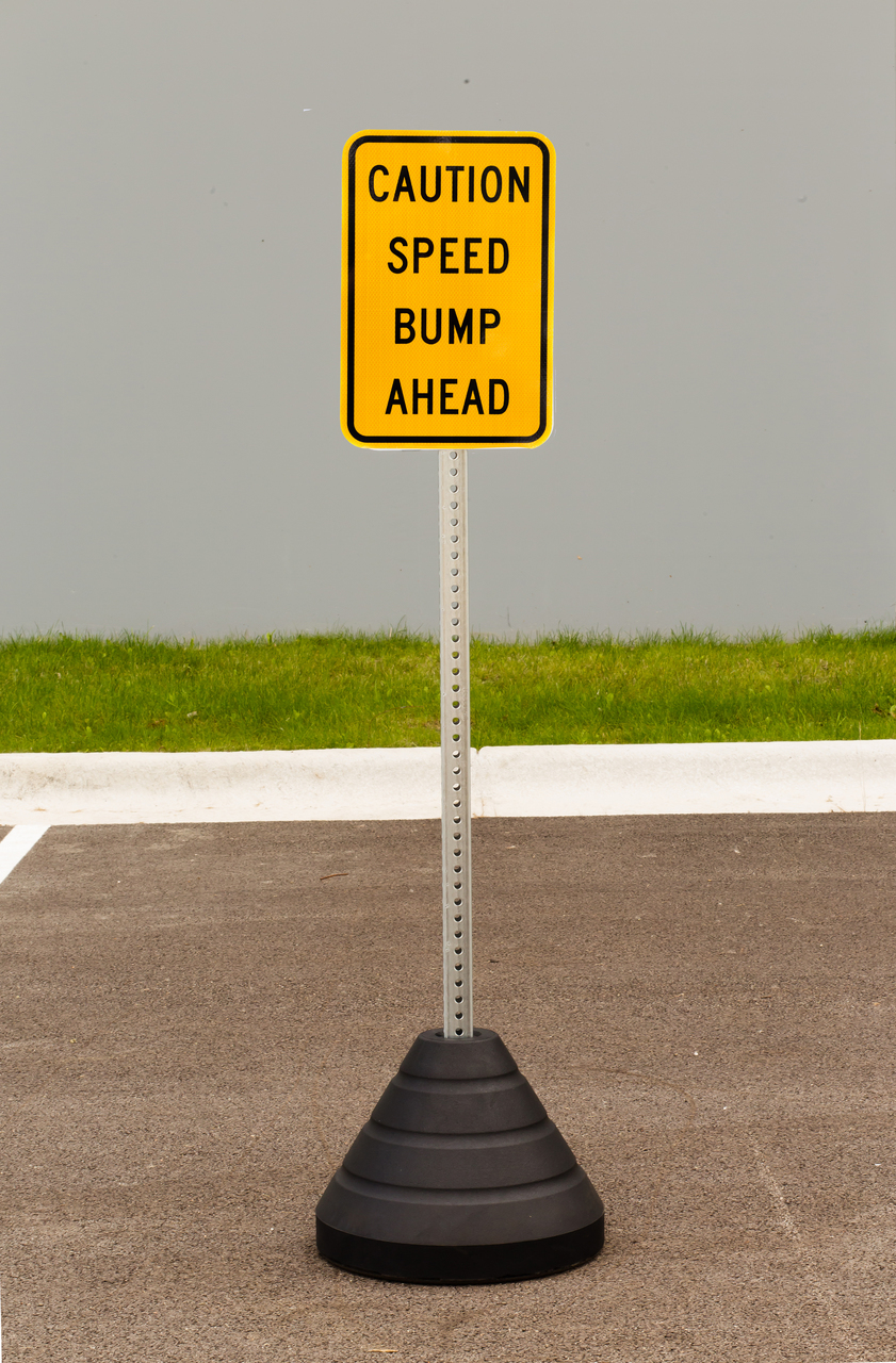 ZING Eco Traffic Sign w/Mounting Post and Base, Traffic, Speed Bump Ahead, 18Hx12W, High Intensity Prismatic, Recycled Aluminum