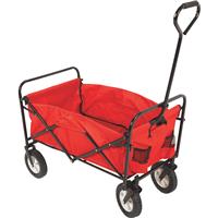 Picture of a collapsible red wagon.