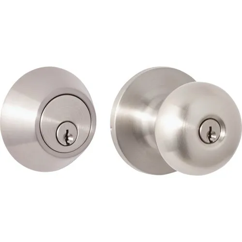 5287/D101BN CP Steel Pro Entry Lockset & Single Cylinder Combo