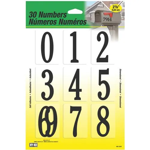 MM-200W Hy-Ko Self-Adhesive Packaged Number Set