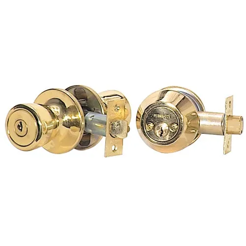 5762/D102PB CP Steel Pro Entrance Lockset & Double Cylinder Deadbolt