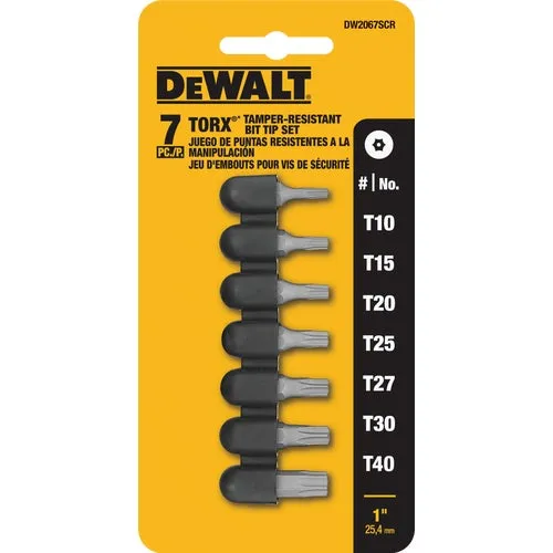 DW2067SCR DeWalt 7-Piece Security Torx Screwdriver Bit Set
