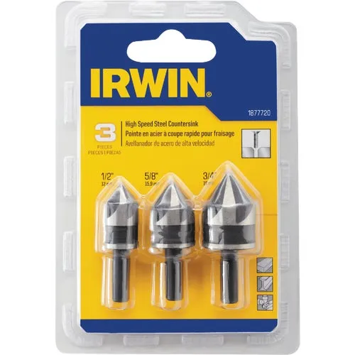 1877720 Irwin 3-Piece Black Oxide Metal Countersink Bit Set