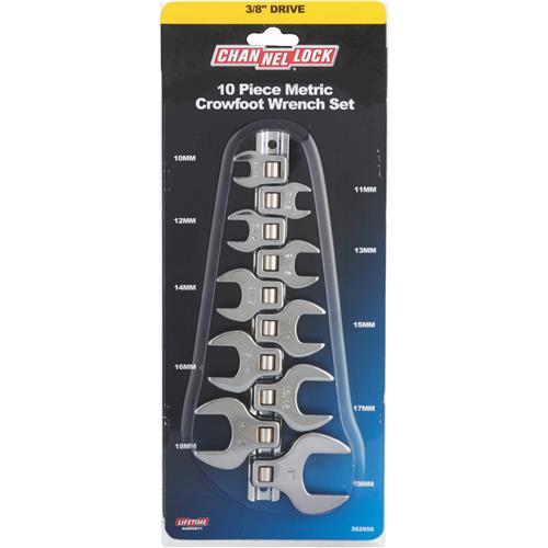 302950 Channellock 10-Piece Metric Crowfoot Wrench Set
