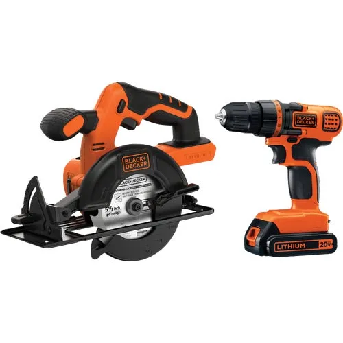 BD2KITCDDCS Black & Decker 20V MAX Li-Ion Circular Saw & Drill Cordless Tool Combo Kit